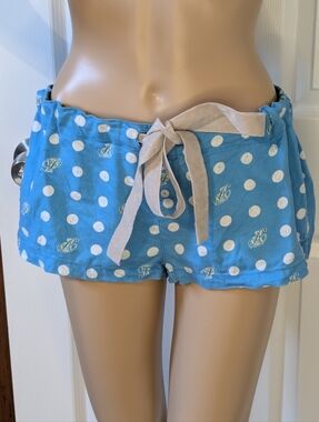 PINK Vintage "Ski Bunnies" Micro Shorts Blue W/ White Polka Dots  Tie-Waist